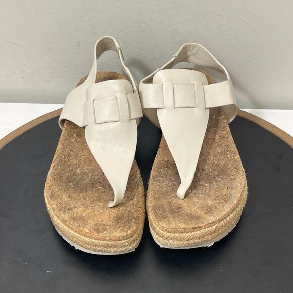 Vince Kirraβ Sandals Women 7M TanLeather Cork Footbed Slingback Platform - Picture 3 of 12